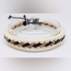 Men's bracelet leather braided‎ brown new e53